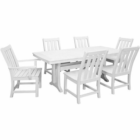 POLYWOOD 7-Piece White Dining Set with Table, 2 Arm Chairs, and 4 Side Chairs. 633PWS3431WH